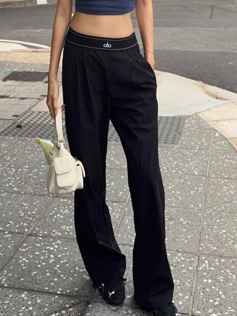 New With Tags Alo Yoga Black Suit Up Trouser💰Regular Relaxed Wide Leg Pants🙆🏻